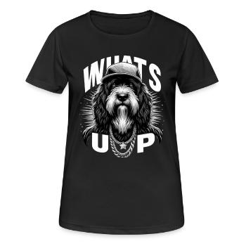 Schapendoes Was geht ab Gangsta cool Hund Geschenk - Frauen T-Shirt atmungsaktiv - Schwarz - Vorne - AI Model Female 172 light (172cm)
