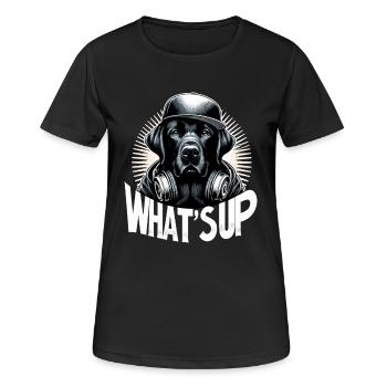 Schwarzer Labrador Gangster Was geht ab Geschenk - Frauen T-Shirt atmungsaktiv - Schwarz - Vorne - AI Model Female 172 light (172cm)