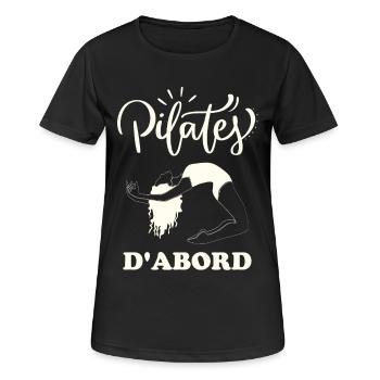 Fitness yoga pilates - T-shirt respirant Femme - noir - Devant - AI Model Female 172 light (172cm)