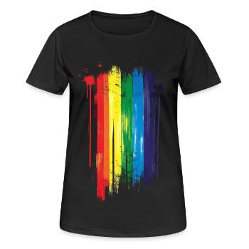 subtil et cool dégoulinant drapeau de la fierté design arc-en-ciel - T-shirt respirant Femme - noir - Devant - AI Model Female 172 light (172cm)