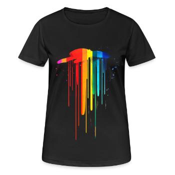 subtil et cool dégoulinant drapeau de la fierté design arc-en-ciel - T-shirt respirant Femme - noir - Devant - AI Model Female 172 light (172cm)
