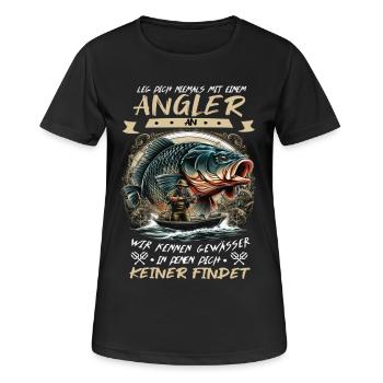Never mess with a fisherman! - Women's Breathable T-Shirt - black - Front - AI Model Female 172 light (172cm)