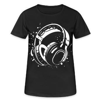 Dj Kopfhörer Skizze - Frauen T-Shirt atmungsaktiv - Schwarz - Vorne - AI Model Female 172 light (172cm)