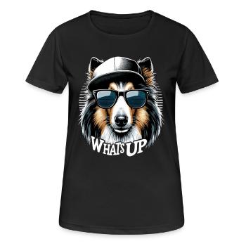 Collie Was geht Gangsta Gangster Hund Geschenk - Frauen T-Shirt atmungsaktiv - Schwarz - Vorne - AI Model Female 172 light (172cm)