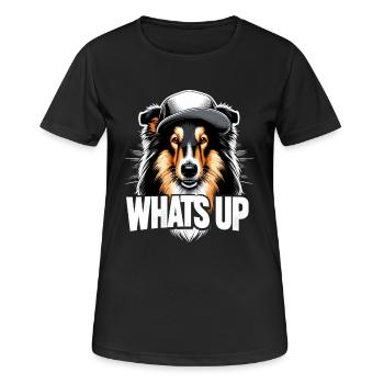 Collie Was geht Gangsta Gangster Hund Geschenk - Frauen T-Shirt atmungsaktiv - Schwarz - Vorne - AI Model Female 172 light (172cm)