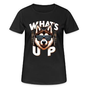 Laika Was geht ab Gangsta Hund Geschenk - Frauen T-Shirt atmungsaktiv - Schwarz - Vorne - AI Model Female 172 light (172cm)
