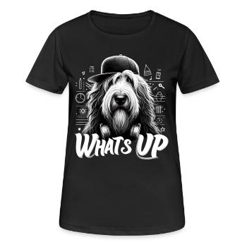Schapendoes Was geht ab Gangsta cool Hund Geschenk - Frauen T-Shirt atmungsaktiv - Schwarz - Vorne - AI Model Female 172 light (172cm)