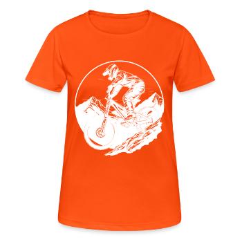 Mountainbiking - Frauen T-Shirt atmungsaktiv - Neonorange - Vorne - AI Model Female 172 dark (172cm)