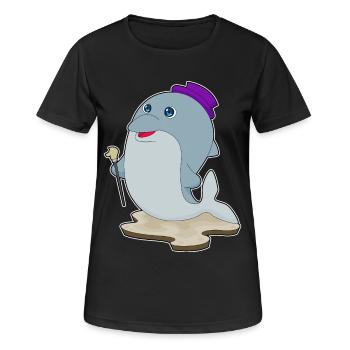 Dolphin Pensioner Walking Stick - Women's Breathable T-Shirt - black - Front - AI Model Female 172 light (172cm)