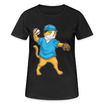 Cat Baseball Baseball Glove Sports - Women's Breathable T-Shirt - black - Front - AI Model Female 172 light (172cm)