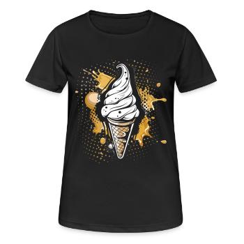 Cornet de crème glacée Éclaboussures de couleur - T-shirt respirant Femme - noir - Devant - AI Model Female 172 light (172cm)