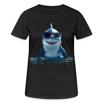 Requin Requin Requin Tigre Requin Requin Gris Grand Requin Blanc - T-shirt respirant Femme - noir - Devant - AI Model Female 172 light (172cm)