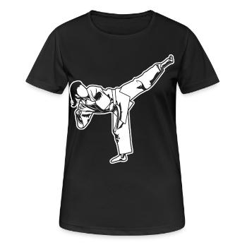 Weibliche Karateka - Frauen T-Shirt atmungsaktiv - Schwarz - Vorne - AI Model Female 172 light (172cm)