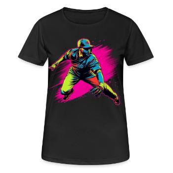Baseballspieler Steamwave - Frauen T-Shirt atmungsaktiv - Schwarz - Vorne - AI Model Female 172 light (172cm)