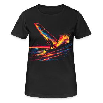 Oldschool Windsurfen - Frauen T-Shirt atmungsaktiv - Schwarz - Vorne - AI Model Female 172 light (172cm)