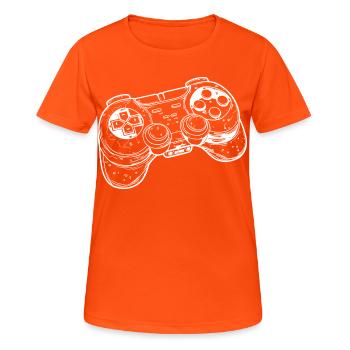 Videospiel Controller Zeichnung - Frauen T-Shirt atmungsaktiv - Neonorange - Vorne - AI Model Female 172 dark (172cm)