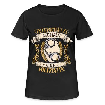Polizistin Geschenk Sicherheit Lustig Beruf - Frauen T-Shirt atmungsaktiv - Schwarz - Vorne - AI Model Female 172 light (172cm)