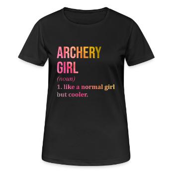 Bogenschießen - Frauen T-Shirt atmungsaktiv - Schwarz - Vorne - AI Model Female 172 light (172cm)