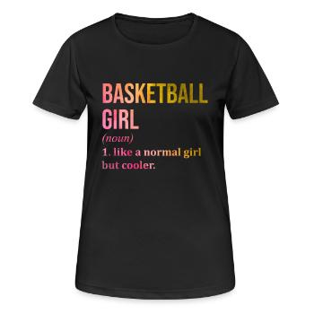 Basketball - Frauen T-Shirt atmungsaktiv - Schwarz - Vorne - AI Model Female 172 light (172cm)