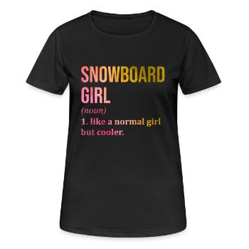 Snowboarden - Frauen T-Shirt atmungsaktiv - Schwarz - Vorne - AI Model Female 172 light (172cm)