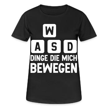 WASD - Dinge die mich bewegen - Frauen T-Shirt atmungsaktiv - Schwarz - Vorne - AI Model Female 172 light (172cm)