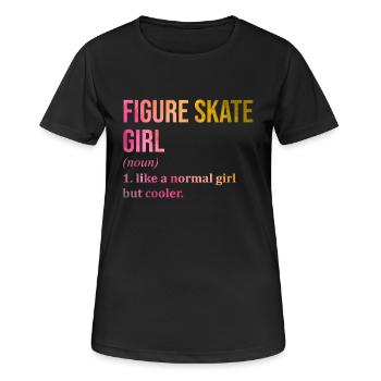 Eiskunstlauf - Frauen T-Shirt atmungsaktiv - Schwarz - Vorne - AI Model Female 172 light (172cm)