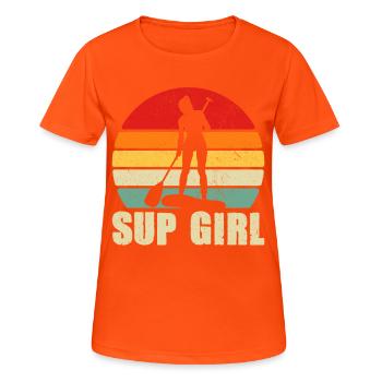 Sup Girl Sunset Paddle - Women's Breathable T-Shirt - neon orange - Front - AI Model Female 172 dark (172cm)