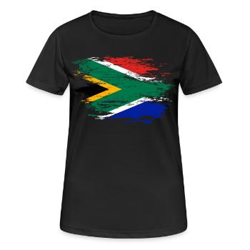 Südafrika Flagge used - Frauen T-Shirt atmungsaktiv - Schwarz - Vorne - AI Model Female 172 light (172cm)