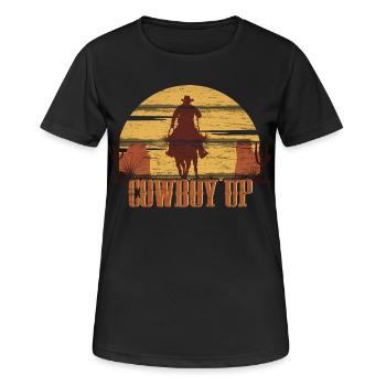 Cowboy Up - Frauen T-Shirt atmungsaktiv - Schwarz - Vorne - AI Model Female 172 light (172cm)