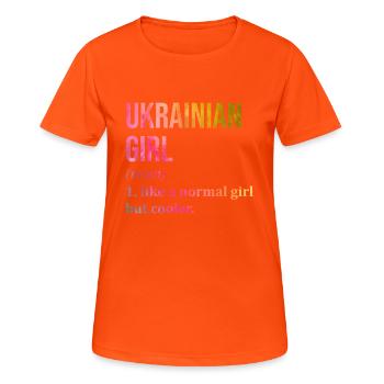 Ukraine - Frauen T-Shirt atmungsaktiv - Neonorange - Vorne - AI Model Female 172 dark (172cm)