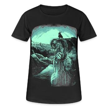 Preikestolen - Troll - Norwegen - Frauen T-Shirt atmungsaktiv - Schwarz - Vorne - AI Model Female 172 light (172cm)