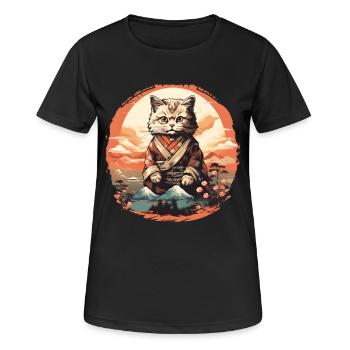 Katze Japanische Kunst - Frauen T-Shirt atmungsaktiv - Schwarz - Vorne - AI Model Female 172 light (172cm)