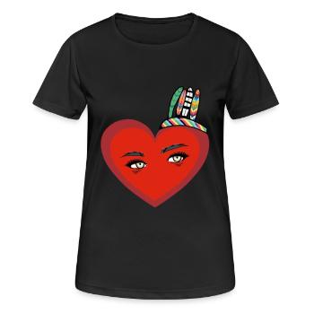 Chaman, Cœur, Cœur, Shaman, Yeux de chaman - T-shirt respirant Femme - noir - Devant - AI Model Female 172 light (172cm)