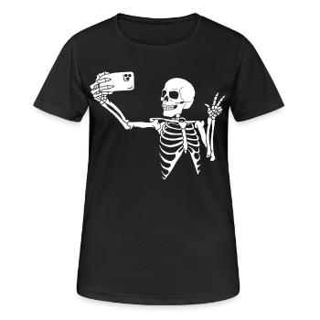 Selfie mortel (blanc) - T-shirt respirant Femme - noir - Devant - AI Model Female 172 light (172cm)