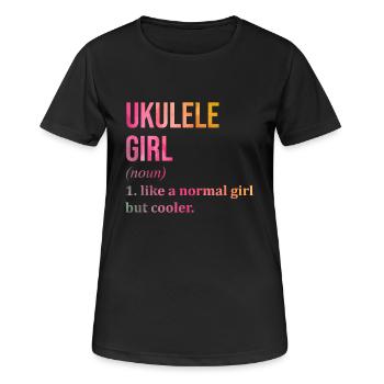 Ukulele - Frauen T-Shirt atmungsaktiv - Schwarz - Vorne - AI Model Female 172 light (172cm)