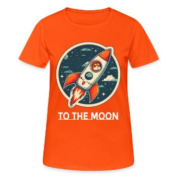 To The Moon Shiba Inu Rocket Crypto Dog Bitcoin. - Women's Breathable T-Shirt - neon orange - Front - AI Model Female 172 dark (172cm)
