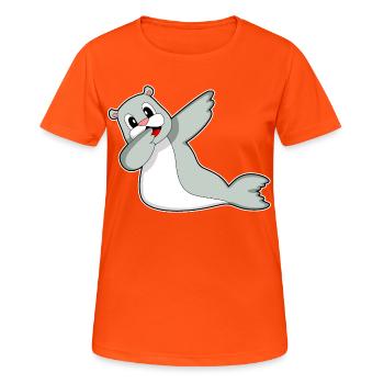 Danse hip-hop Seal - T-shirt respirant Femme - orange néon - Devant - AI Model Female 172 dark (172cm)