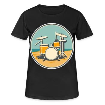 Drum Set Illustration - Frauen T-Shirt atmungsaktiv - Schwarz - Vorne - AI Model Female 172 light (172cm)