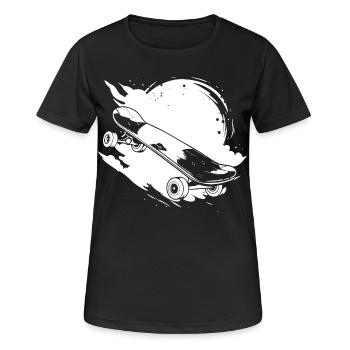 Skateboard Zeichnung - Frauen T-Shirt atmungsaktiv - Schwarz - Vorne - AI Model Female 172 light (172cm)