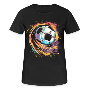 Fußball Streetart - Frauen T-Shirt atmungsaktiv - Schwarz - Vorne - AI Model Female 172 light (172cm)