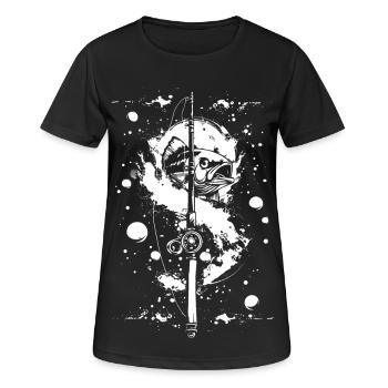 Fischerei Farbe Streetart - Frauen T-Shirt atmungsaktiv - Schwarz - Vorne - AI Model Female 172 light (172cm)