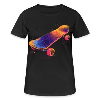 Skateboard Illustration - Frauen T-Shirt atmungsaktiv - Schwarz - Vorne - AI Model Female 172 light (172cm)