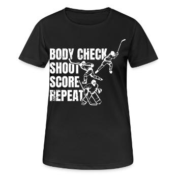 Répétition du score de tir au corps - T-shirt respirant Femme - noir - Devant - AI Model Female 172 light (172cm)