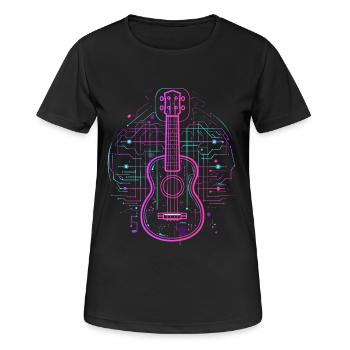 Ukulele Skizze Retro - Frauen T-Shirt atmungsaktiv - Schwarz - Vorne - AI Model Female 172 light (172cm)