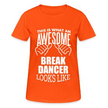 breakdancer - T-shirt respirant Femme - orange néon - Devant - AI Model Female 172 dark (172cm)