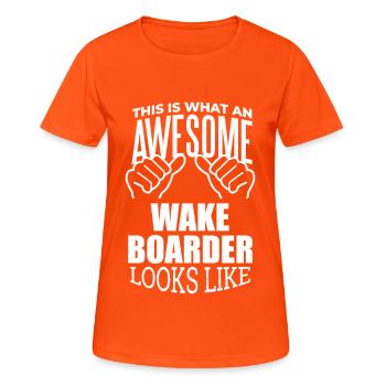 Wakeboard - Frauen T-Shirt atmungsaktiv - Neonorange - Vorne - AI Model Female 172 dark (172cm)