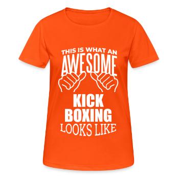 Kickboxen - Frauen T-Shirt atmungsaktiv - Neonorange - Vorne - AI Model Female 172 dark (172cm)