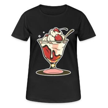 Dessin de coupe glacée - T-shirt respirant Femme - noir - Devant - AI Model Female 172 light (172cm)