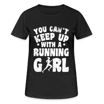 Running girl - Women's Breathable T-Shirt - black - Front - AI Model Female 172 light (172cm)
