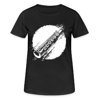 Flöte Grafik - Frauen T-Shirt atmungsaktiv - Schwarz - Vorne - AI Model Female 172 light (172cm)